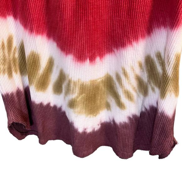 Terra & Sky Tie Dye Waffle Knit Top Long Sleeve Size 14W (0X) Red Gold Burgundy - Picture 6 of 11